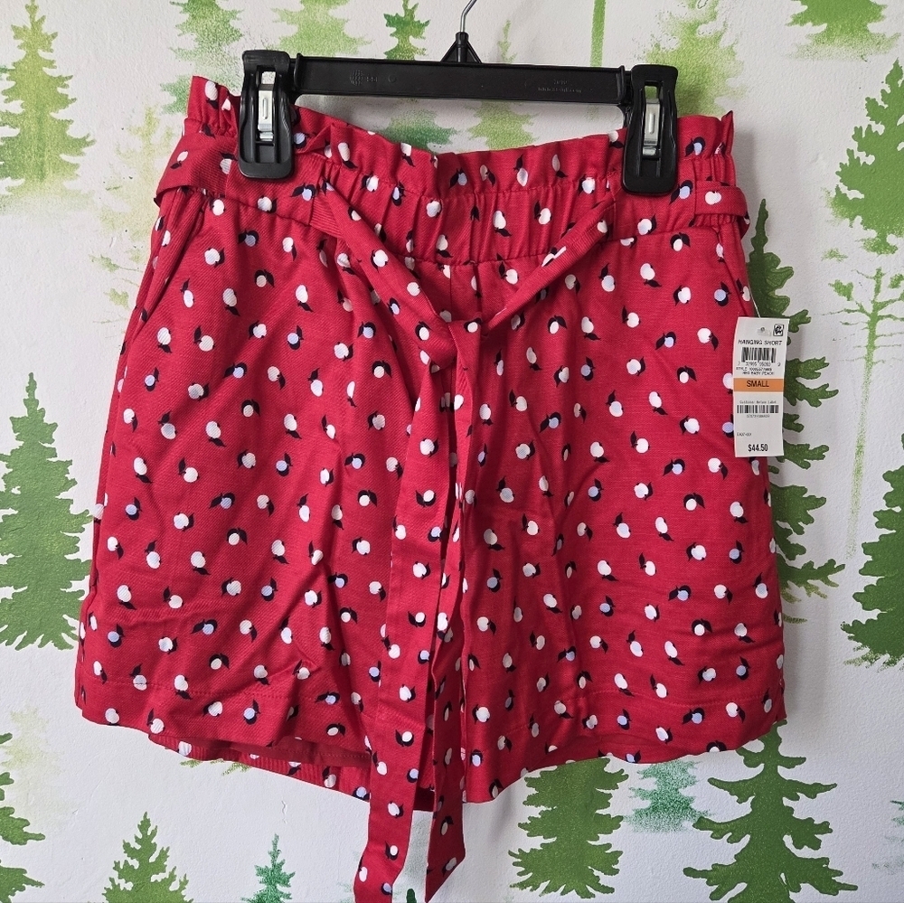 Maison Jules Red Peach Paperbag Waist Shorts